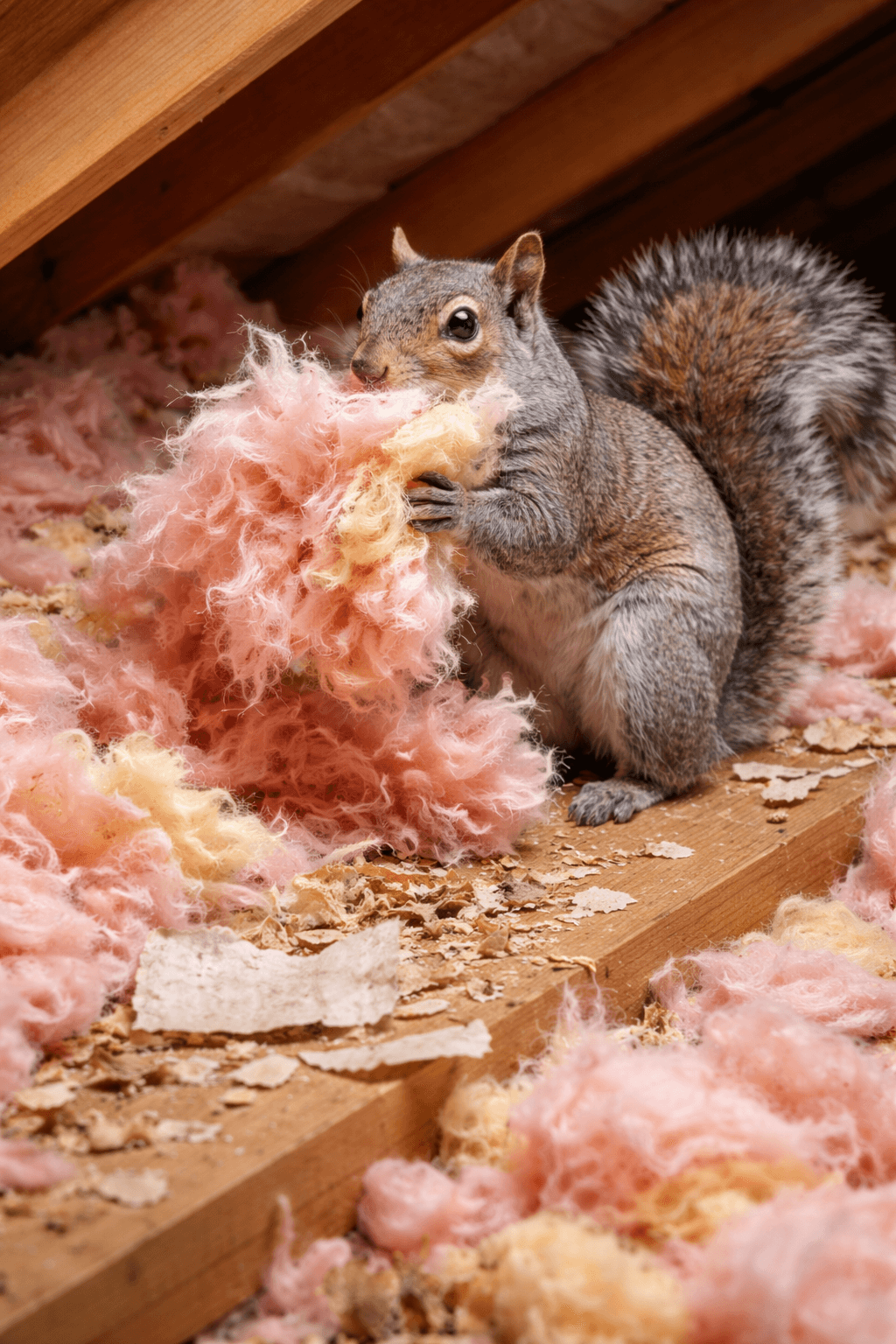 squirrel nesting in insulation
